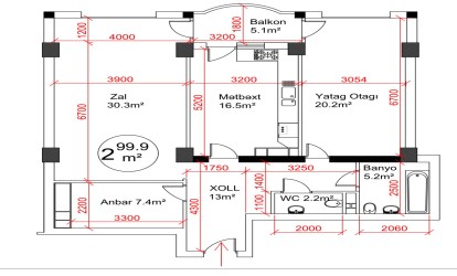 Satılır — 2 otaqlı  yeni tikili  100 m²   Azərbaycan Bakı MirƏli Qaşqay kücəsi          (000372)