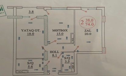 Satılır — 2 otaqlı  yeni tikili  74 m²   Azərbaycan Bakı Həsənoğlu kücəsi          (000414)